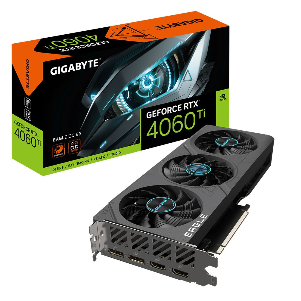 Gigabyte Видеокарта GeForce RTX 4060 Ti EAGLE OC 8 ГБ (GV-N406TEAGLE OC-8GD)