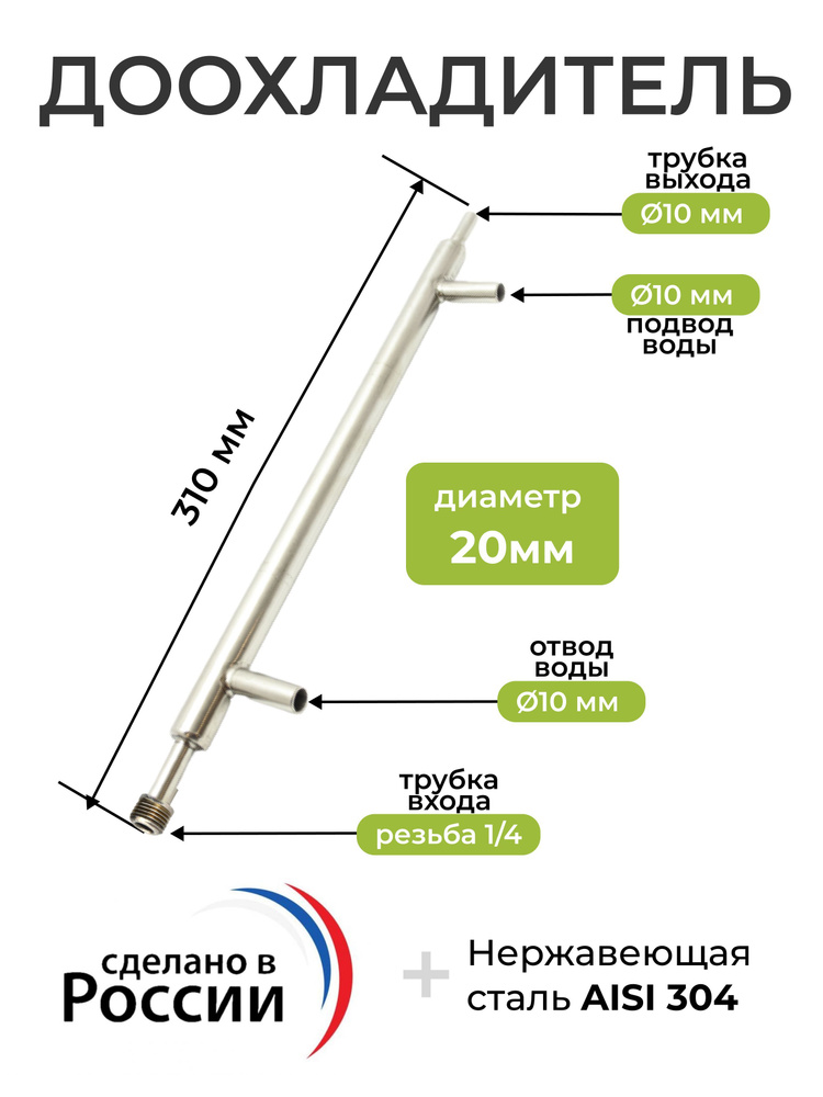 Доохладитель (вход под кран 1/4, выход 10 мм, вода 10 мм) #1