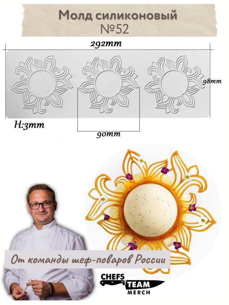 Молд силиконовый для шоколада смолы Солнце 52 #1