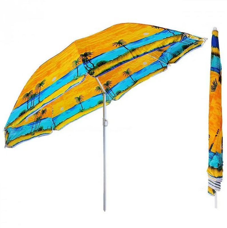Пляжный зонт Пальма в закате, размер купола 180 см #1