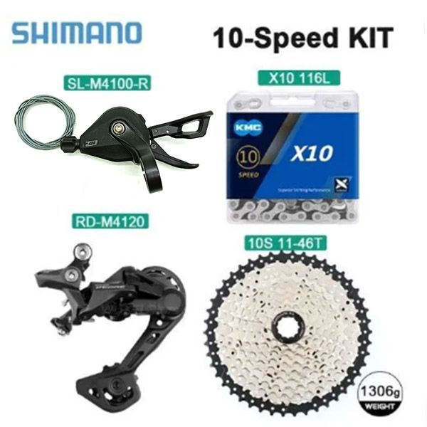 10-скоростной комплект Shimano Deore SL-M4100(Нет окон)+RD-M4120, цепь KMC X10+10-скоростная кассета #1