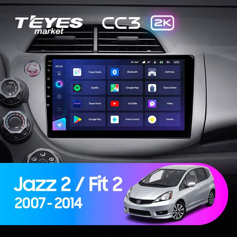 Магнитола для авто,TEYES Магнитола CC3 2K 3 Gb 10.36" для Honda Jazz 2 GG Fit 2 GE 2007 - 2014 32 Gb #1