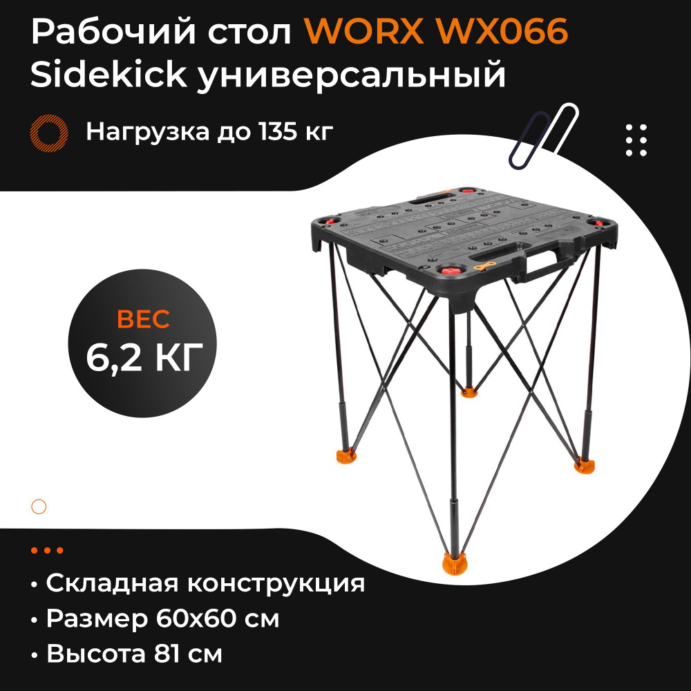 Рабочий стол складной верстак WORX WX066 Sidekick - купить по низкой ...