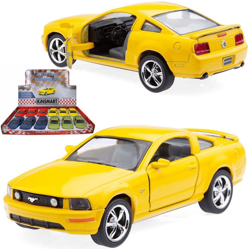 Металлическая машинка игрушка 1:38 2006 Ford Mustang GT инерционная /  Желтый - купить с доставкой по выгодным ценам в интернет-магазине OZON  (694948599)