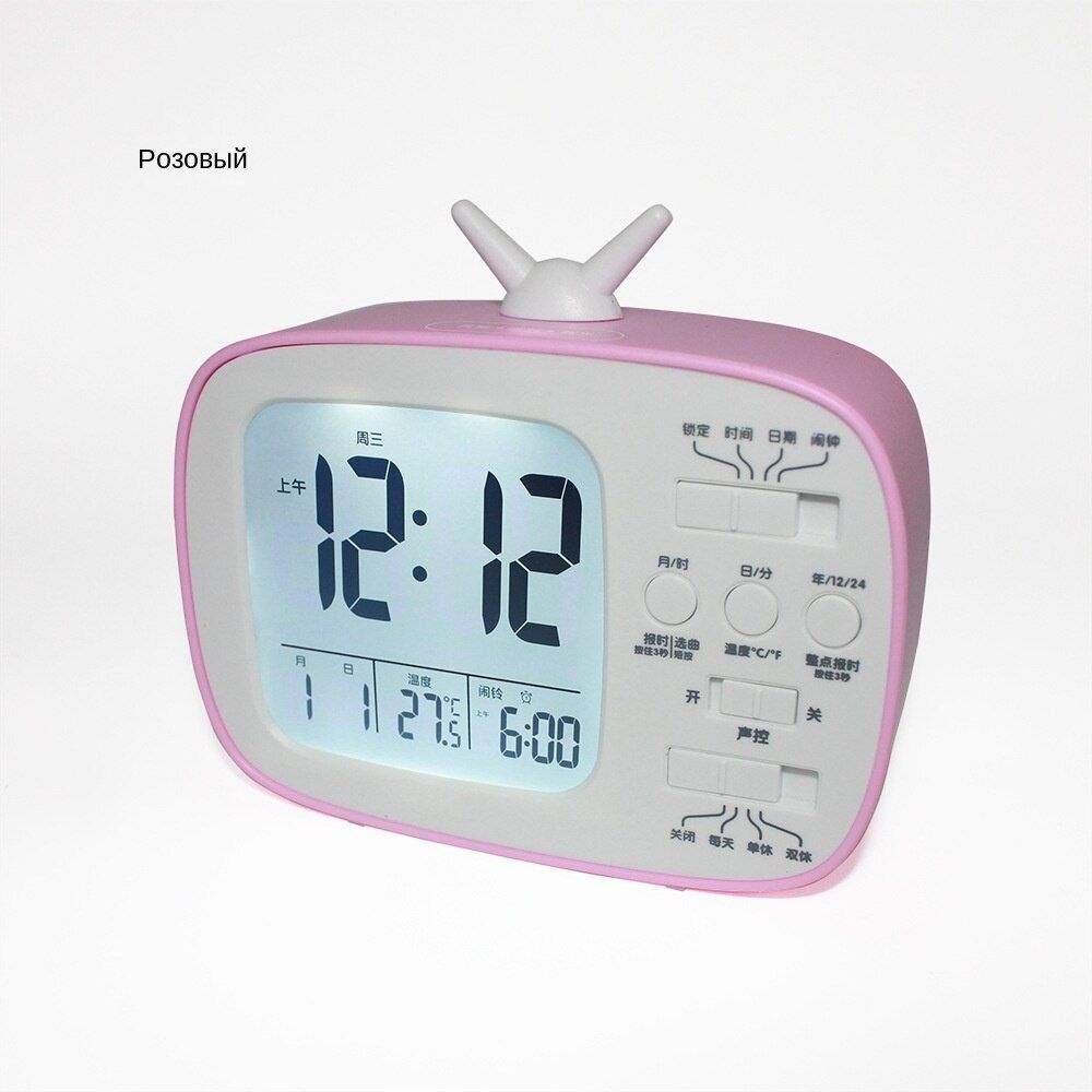 Креативные часы-будильник в виде ретро ТВ с тремя группами будильников ...