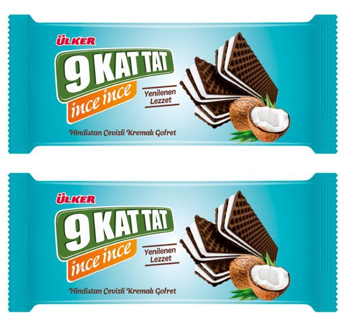 Вафли Ulker 9 Kat Tat Турецкие с кокосовой начинкой, 2 уп по 114 г  #1