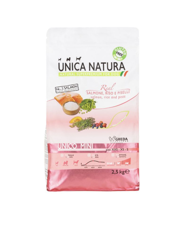 Unica natura mini Сухой корм для собак мелких пород Лосось/рис/горох 2 ...