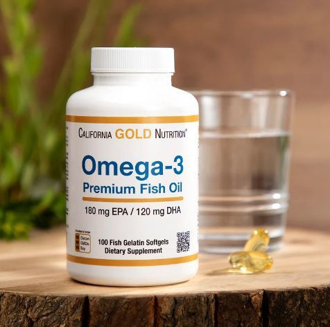 БАД жирные кислоты Омега-3, California Gold Nutrition Omega-3, 100 капсул для мозга, сердца, иммунитета #1