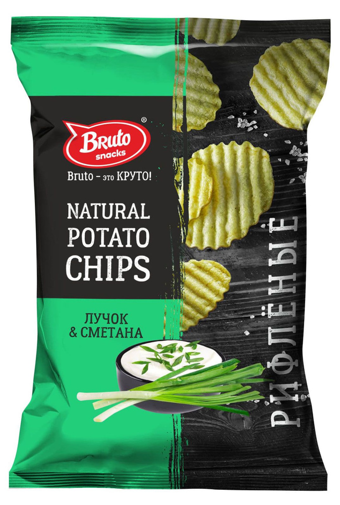 Чипсы Bruto Natural potato chips лучок и сметана, 120 г, 5 шт #1