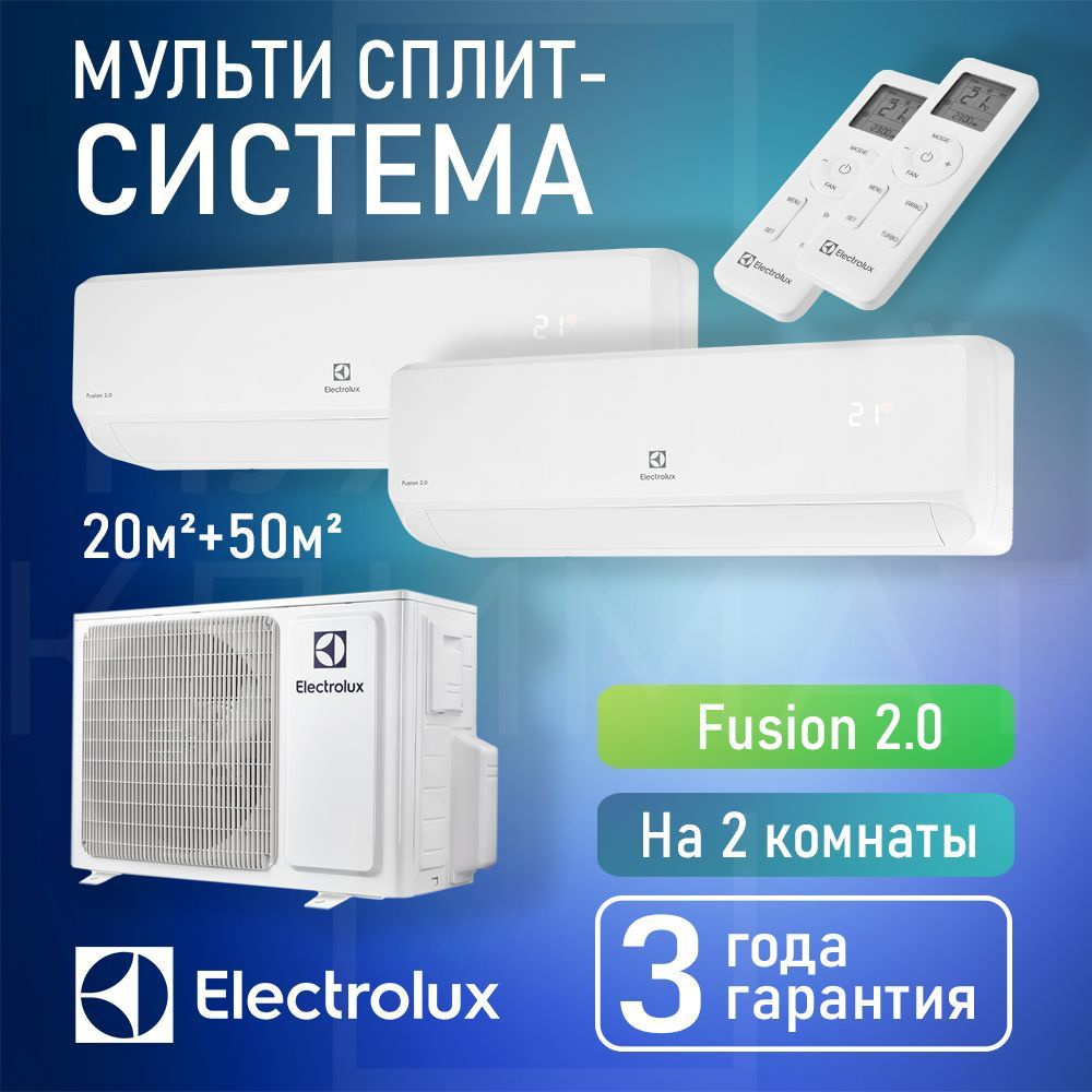 Инверторная мульти сплит-система Electrolux Fusion 2.0 на 2 комнаты (20 ...