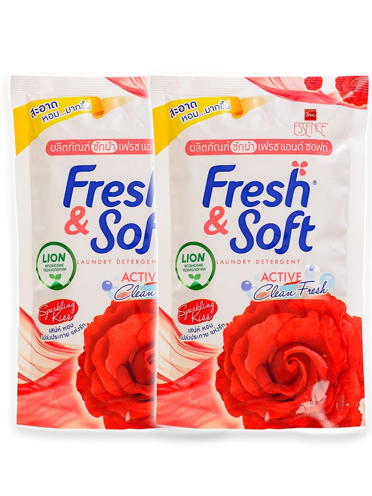 Гель для стирки всех типов тканей LION Fresh&Soft концентрированный, 2 шт по 400 мл мягкая упаковка  #1