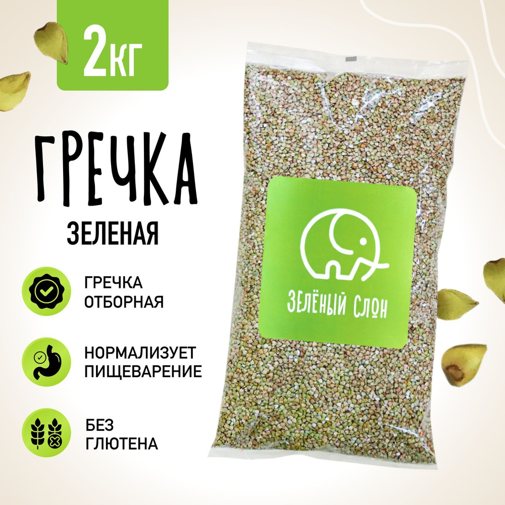 Зеленая гречка непропаренная натуральная Зеленый Слон 2 кг - купить с ...