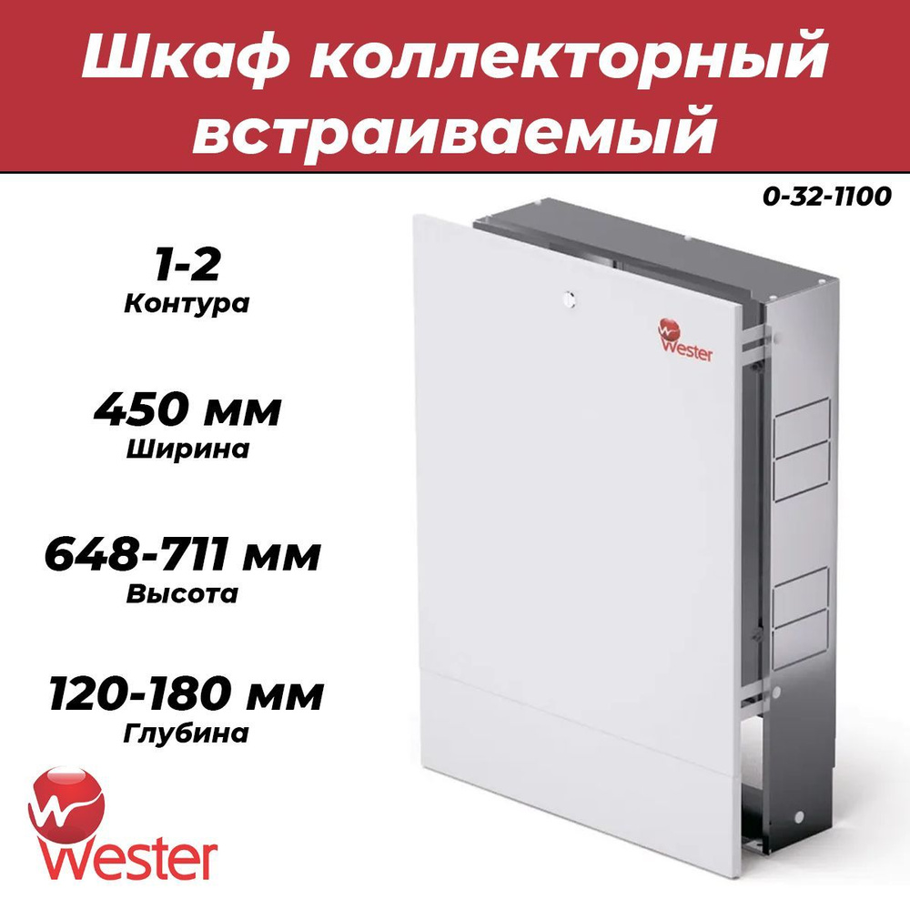 Шкаф распределительный встроенный Wester - (ШРВ1) 1-2 выхода 450X120-180X648-711  #1