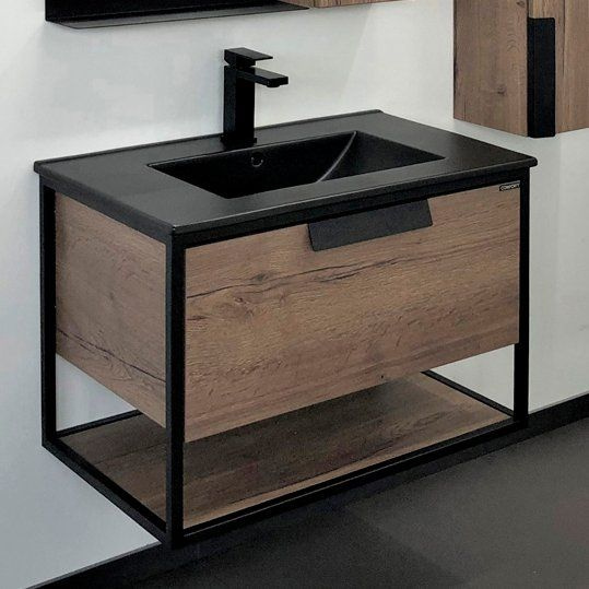 Тумба с раковиной Comforty Бонн 75 подвесная, 75, 5 см, лофт, с ящиками ...