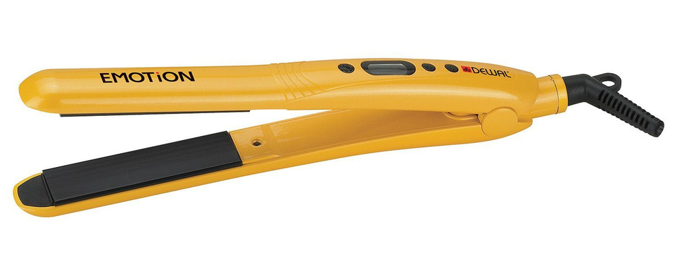 Щипцы DEWAL PRO EMOTION с терморегулятором, 25х90 мм, керамико-турмалиновое покрытие, 39 Вт, желтые 03-401 #1