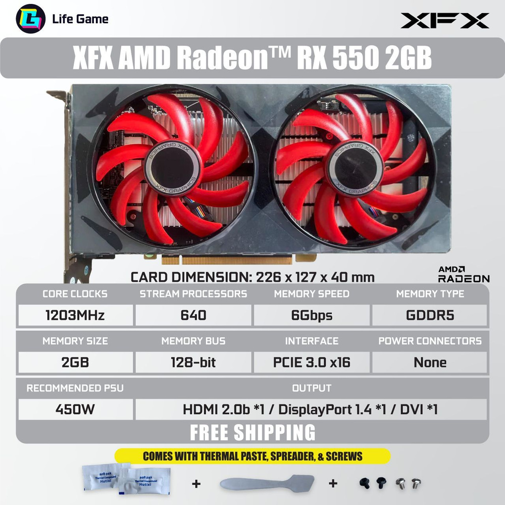 Видеокарта XFX Radeon RX 550, 2 ГБ - купить по низким ценам в интернет ...