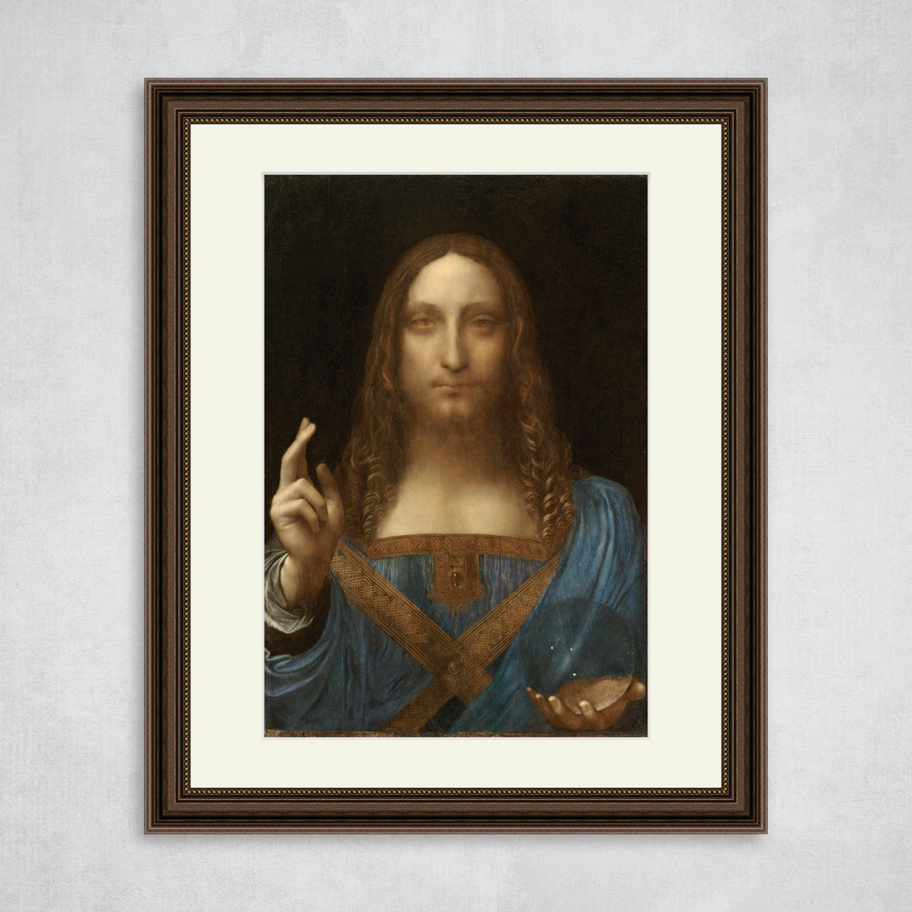 Картина в коричневой раме с паспарту, Леонардо да Винчи Спаситель мира,  50x40см / Галерейщикъ - купить по низкой цене в интернет-магазине OZON  (1227739071)