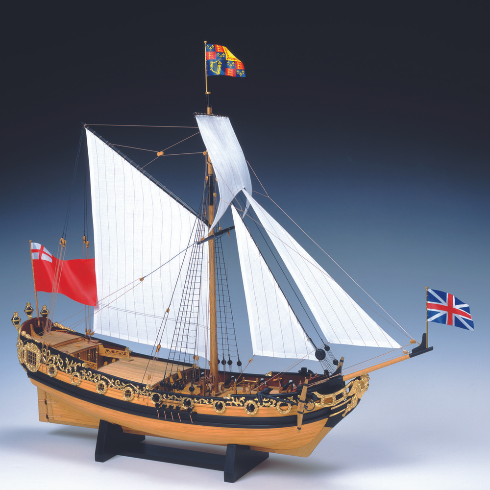 королевская яхта Charles Royal Yacht 1674, 460х422х200 мм, М.1:64, сборная модель парусного корабля из #1