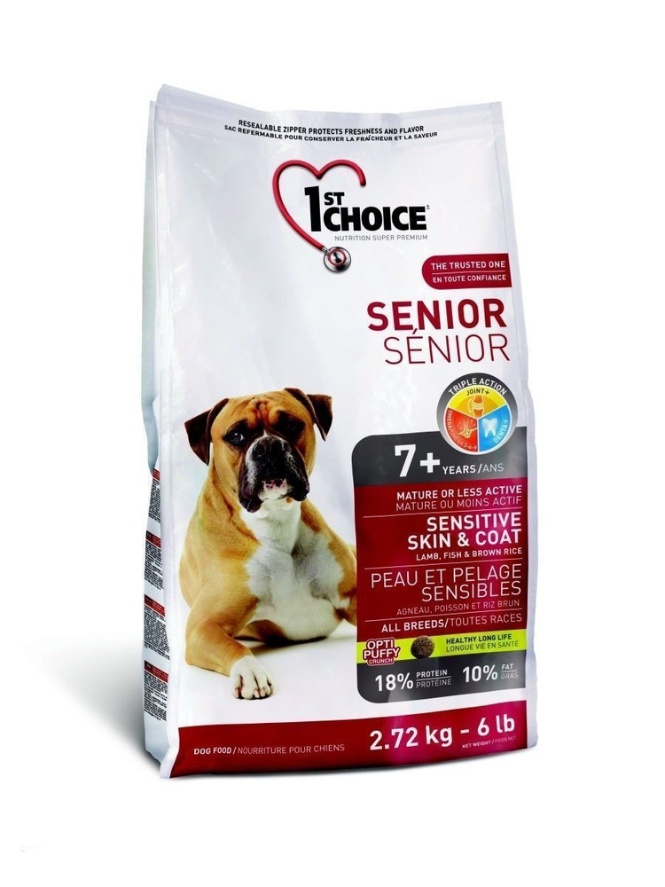 1st Choice корм для пожилых собак всех пород, идеальная кожа и шерсть ...