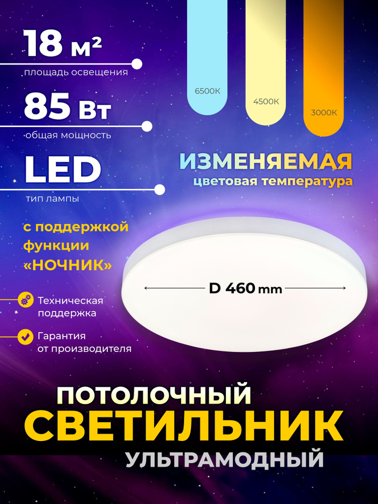 Потолочный светодиодный светильник люстра ЯЛампа YA8008-460 WH с ночником #1
