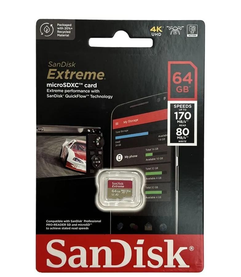 SanDisk Карта памяти Extreme 64 ГБ (SDSQXAH-064G-GN6MN) - купить с ...