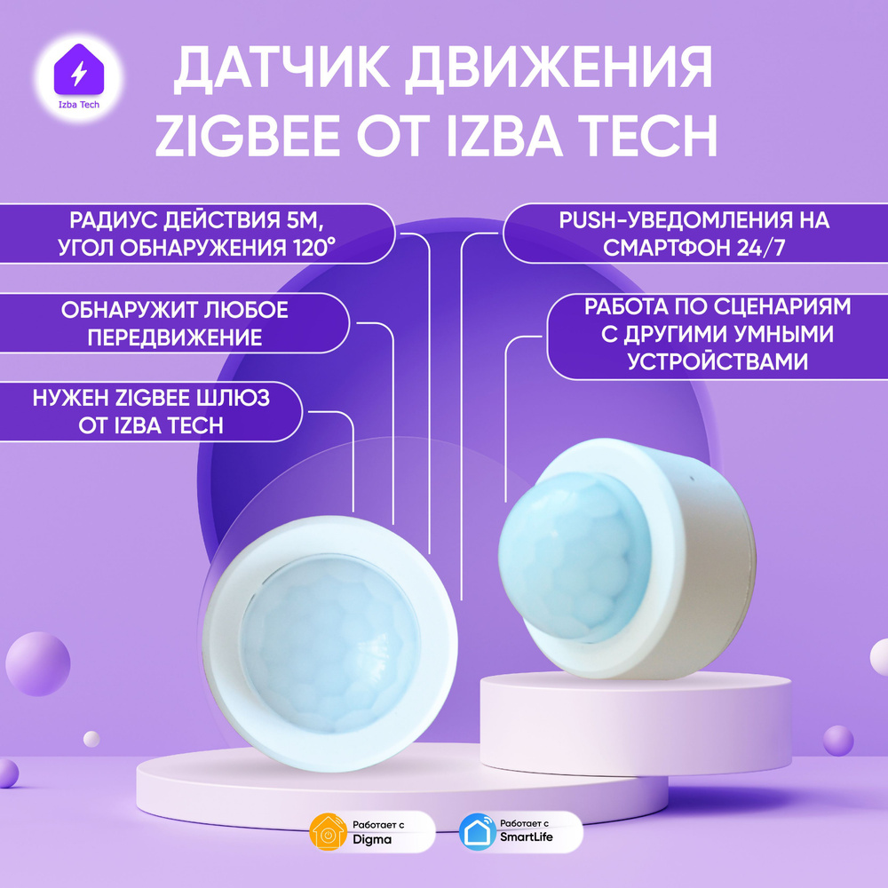 Умный беспроводной датчик движения Tuya Zigbee для умного выключателя /  розетки / лампочки для Алисы - купить с доставкой по выгодным ценам в  интернет-магазине OZON (271677675)