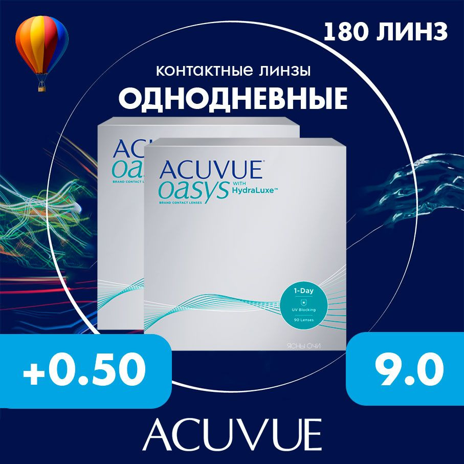 Acuvue Oasys 1-day with hydraluxe (180 линз), 9.0, +0.50 #1