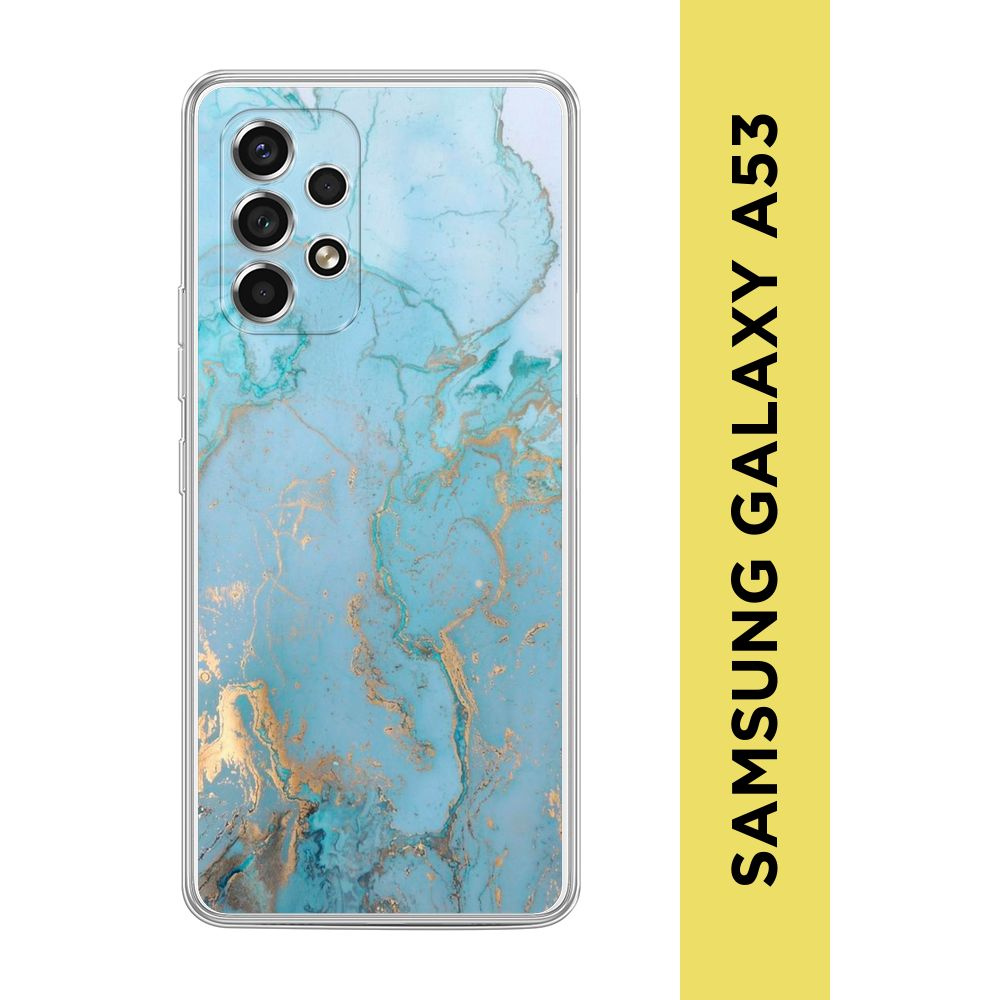 Силиконовый чехол на Samsung Galaxy A53 5G / Самсунг А53 5G "Голубой мрамор рисунок"  #1