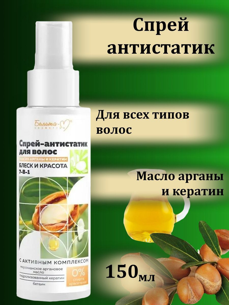 Белита-М Спрей-антистатик для волос 7в1 Масло Арганы и кератин, 150 мл ...