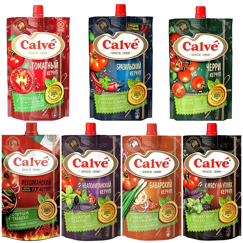 Кетчуп Calve Ассорти 7 видов по 350г - купить с доставкой по выгодным ...
