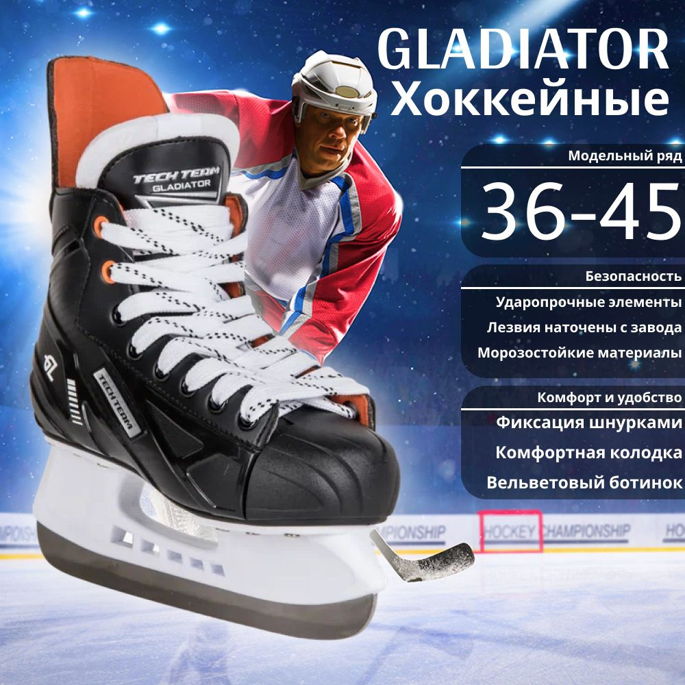 Коньки хоккейные Tech Team купить на OZON по низкой цене (1198386170)