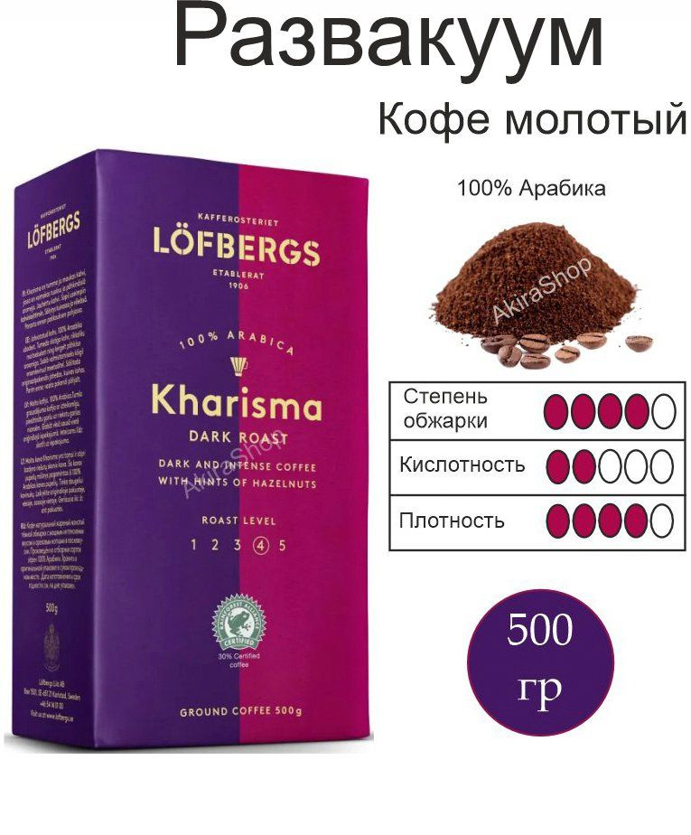 Кофе молотый Lofbergs Kharisma, 500 гр. Швеция. (Мягкая пачка- РАЗВАКУУМ)  #1