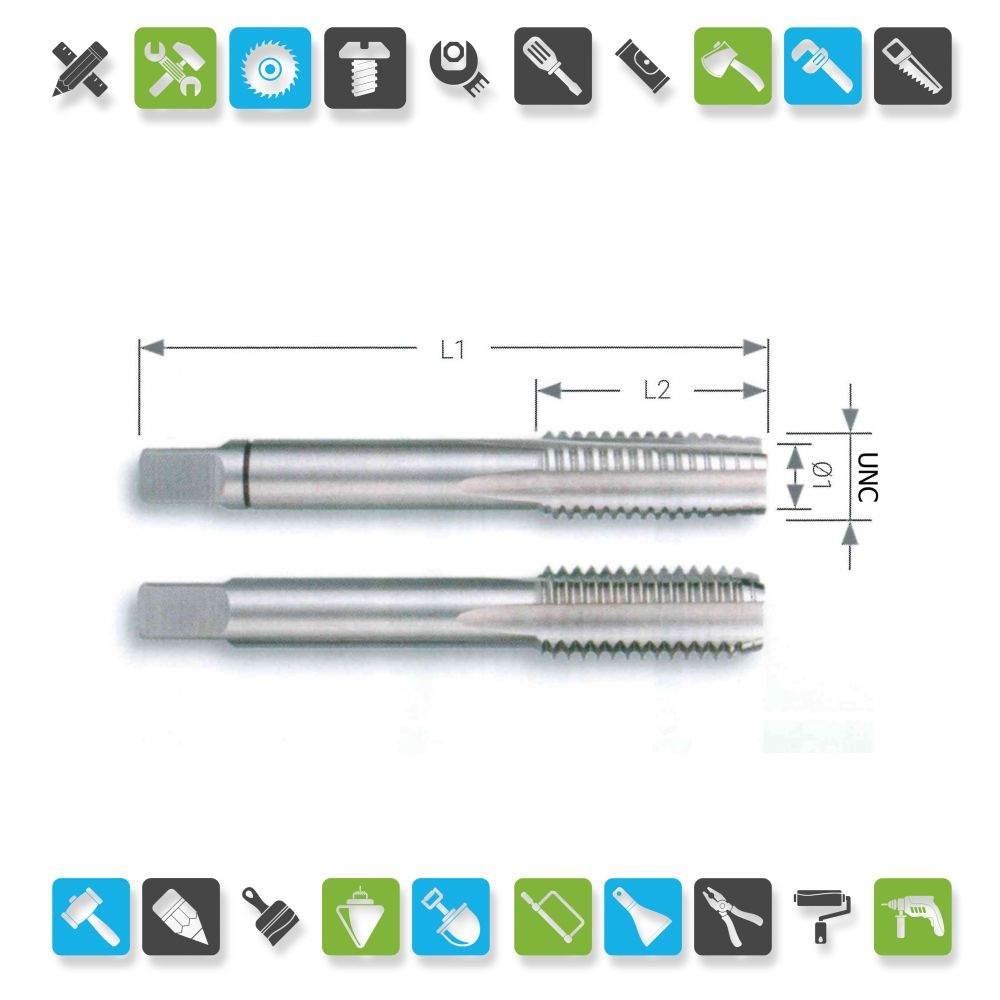 Метчик дюймовый UNC 3/4"х10 нитей/дюйм осн. (комплект - 2 шт / сквозной+глухой) 2B 115CrV3 PN8/3015 Bucovice(CzTool) #1