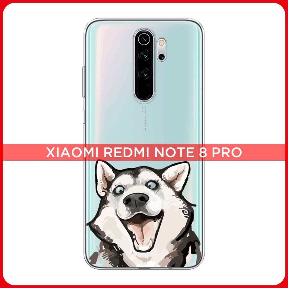 Силиконовый чехол на Xiaomi Redmi Note 8 Pro / Сяоми Редми Нот 8 Про  Радостный хаски, прозрачный