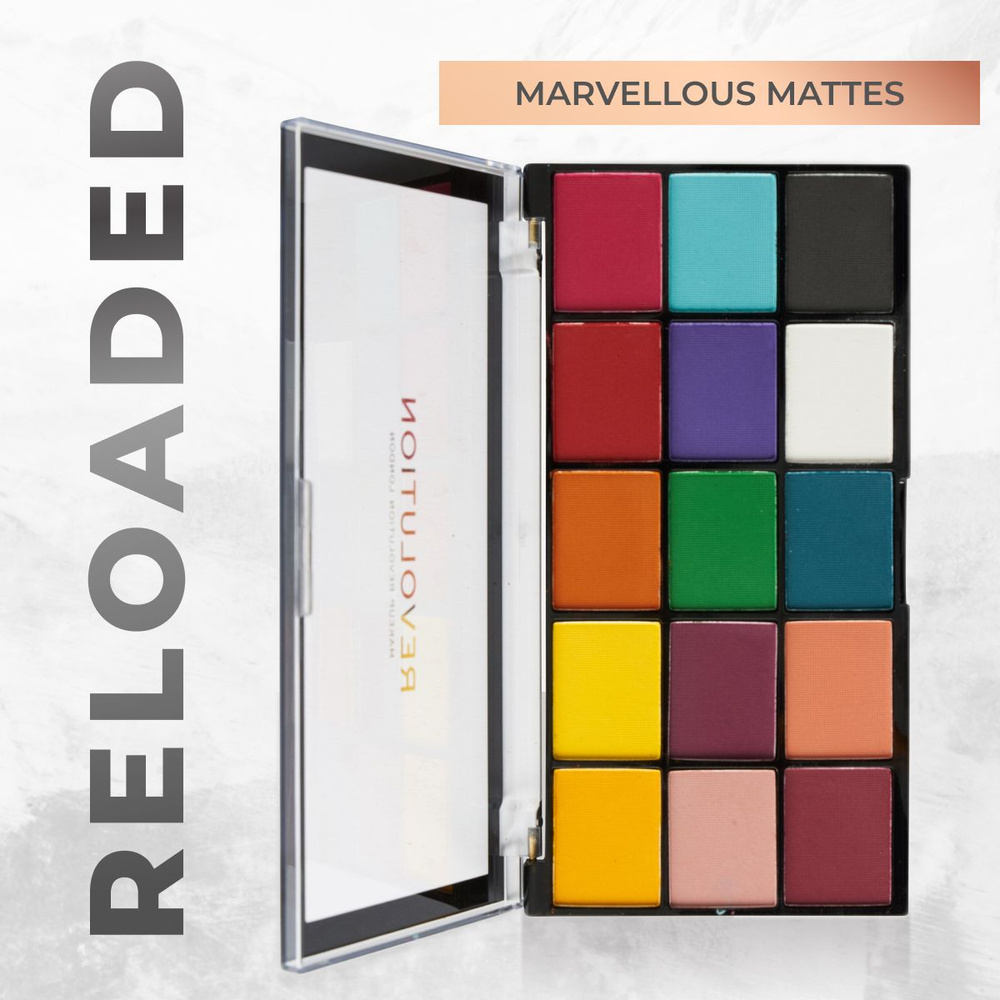 MAKEUP REVOLUTION Тени для век RELOADED PALETTE Marvellous Mattes, палетка для глаз: матовые, неоновые, #1