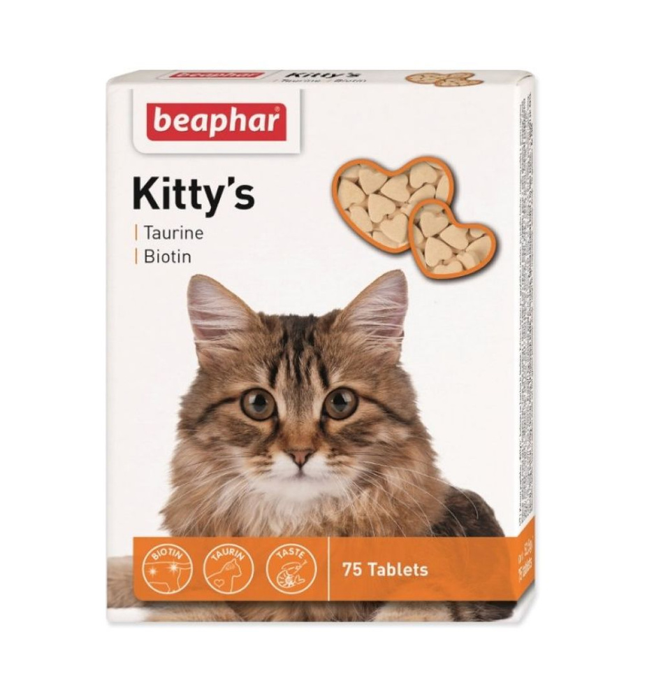 Кормовая добавка Beaphar "Kittys + Taurine-Biotin"для кошек с таурином и биотином, 75 таблеток  #1