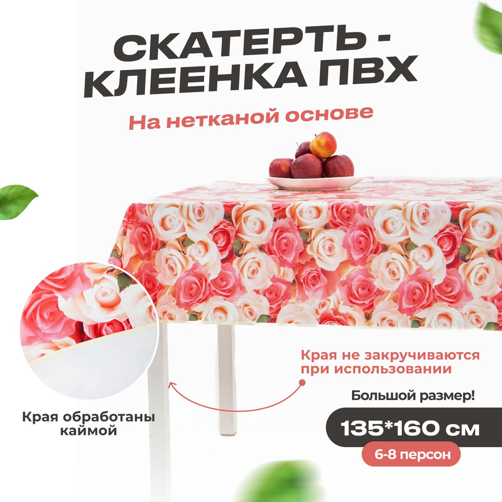 Клеенка скатерть ПВХ на стол для кухни, прямоугольная. - купить в ...