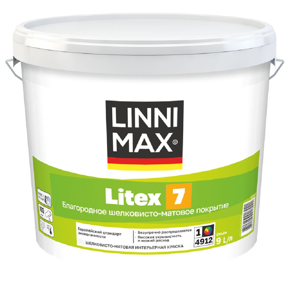 Linnimax Litex 7 Белая краска для стен матовая Литекс 7 База 1, 2,5 л  #1