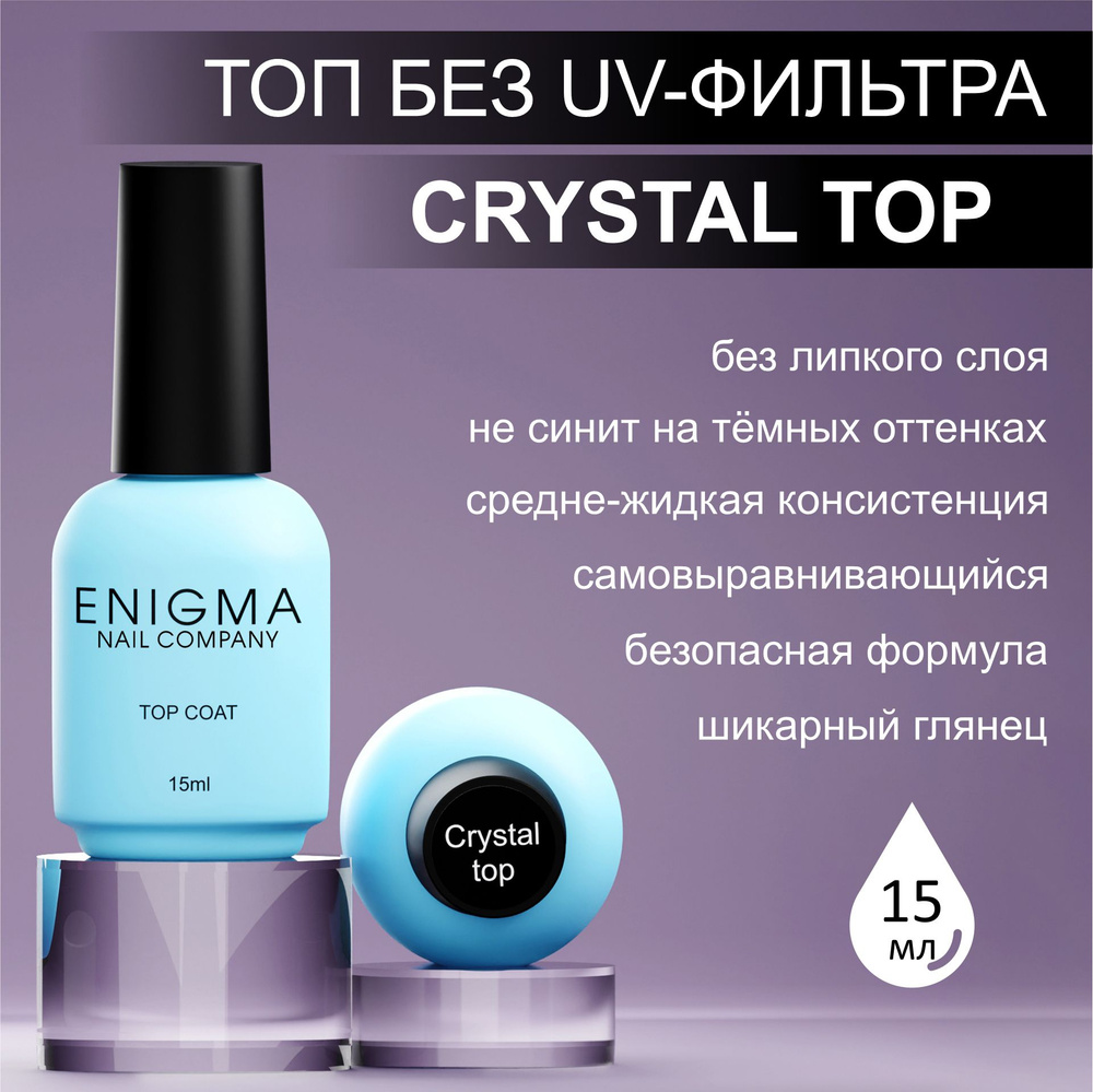 Топ без липкого слоя глянцевый ENIGMA Crystal Top 15 мл. #1