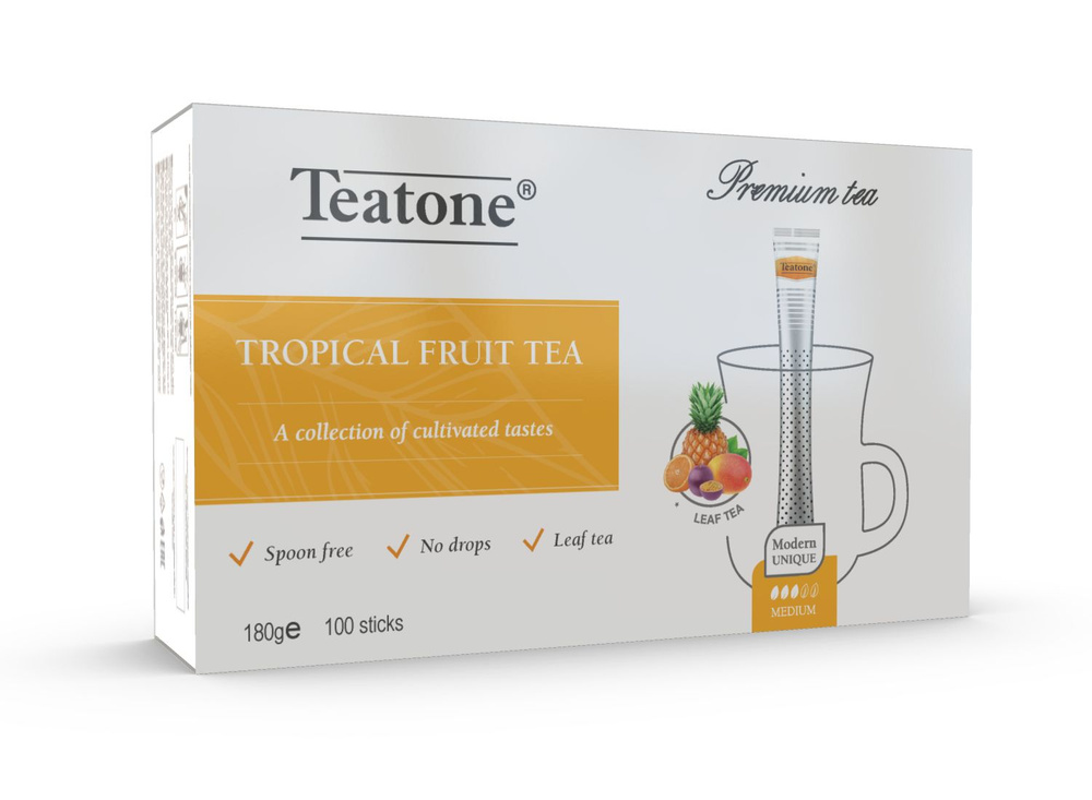 Чай черный TEATONE с тропическими фруктами в стиках, 100шт*1,8г  #1