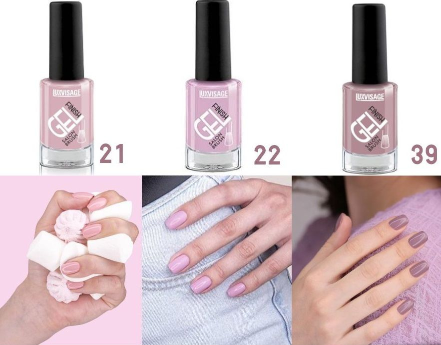 LUXVISAGE Лак для ногтей стойкий глянцевый GEL FINISH (набор из трёх ...