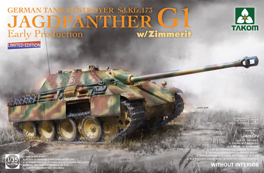 TAKOM 2125w 1/35 Jagdpanther G1 Раннее производство с циммеритом Без интерьера Сборная Военная модель #1