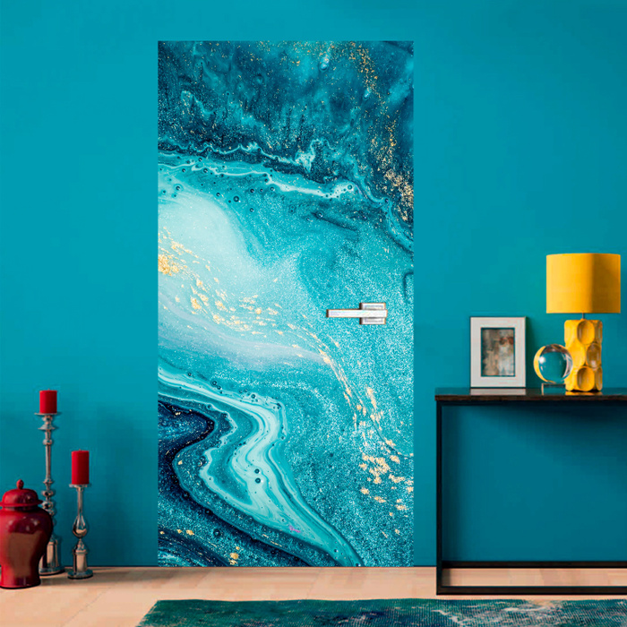 Фотообои на двери URBAN Design UDD-059 Мрамор акварельный бирюзовый, 97 ...