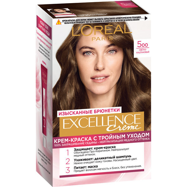 L'Oreal Paris Краска для волос Excellence 500 Светло-Каштановый 270мл ...