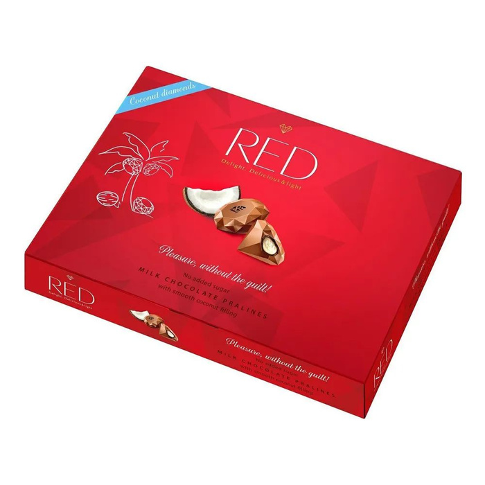 Конфеты RED из молочного шоколада с кокосовой начинкой БЕЗ САХАРА 132г ...
