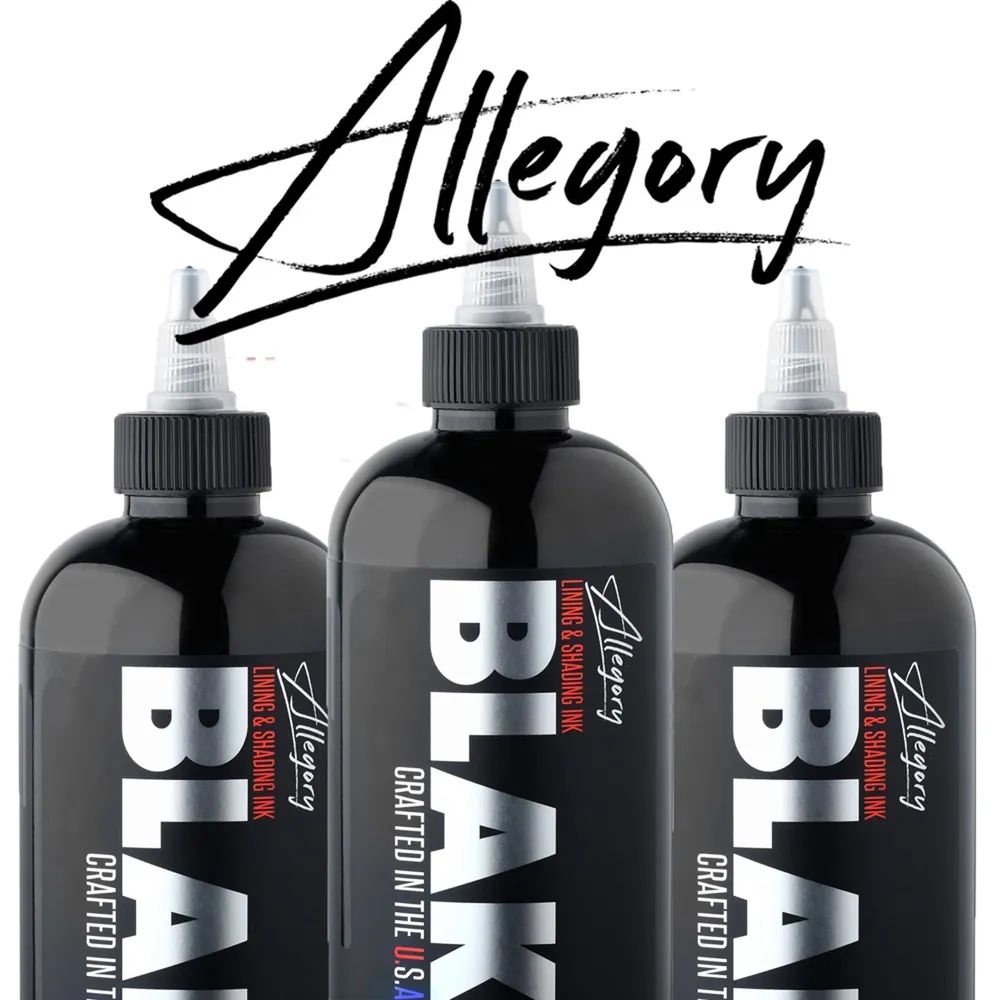 Allegory Blak, Black, Черная краска для татуировки и татуажа, black ink - 240 мл, 240 мл, фото 5