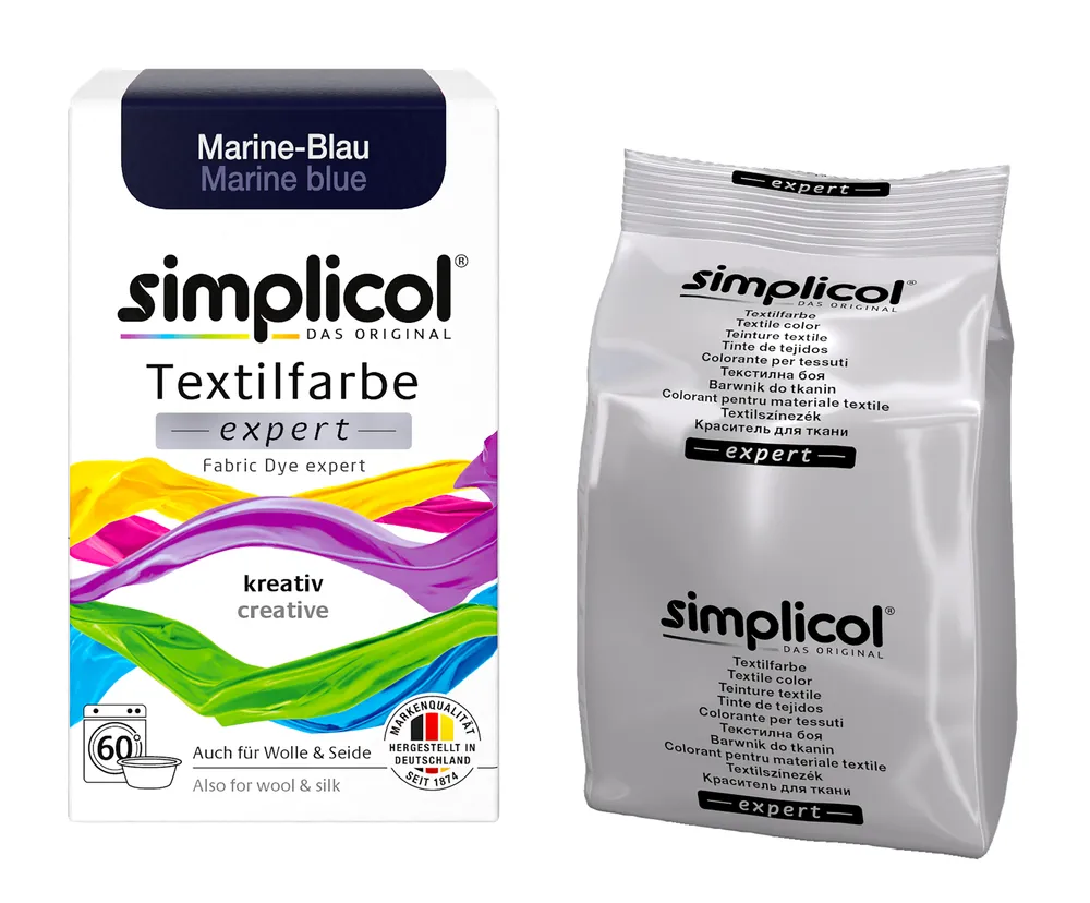 Simplicol краска текстильная Expert ТЕМНО-СИНЯЯ (150 г, без фиксатора), для хлопка, джинсов, вискозы, льна, смесовых тканей, шёлка, шерсти, Морской синий, MARINE-BLAU, 150 г, фото 2
