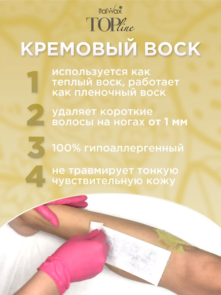 Воск для депиляции в картридже ITALWAX Top Line Аргана (гипоаллергенный для чувствительной кожи) 4 шт + полоски в подарок, 4 шт, фото 3