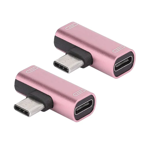 Разветвитель Type-C 2 в 1, переходник для наушников и зарядки, розовый, 2 шт, алюминиевый корпус, бы