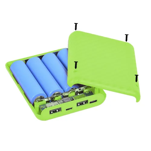 (1 комплект) Съемные 4 батарейных отсека 18650-зеленый